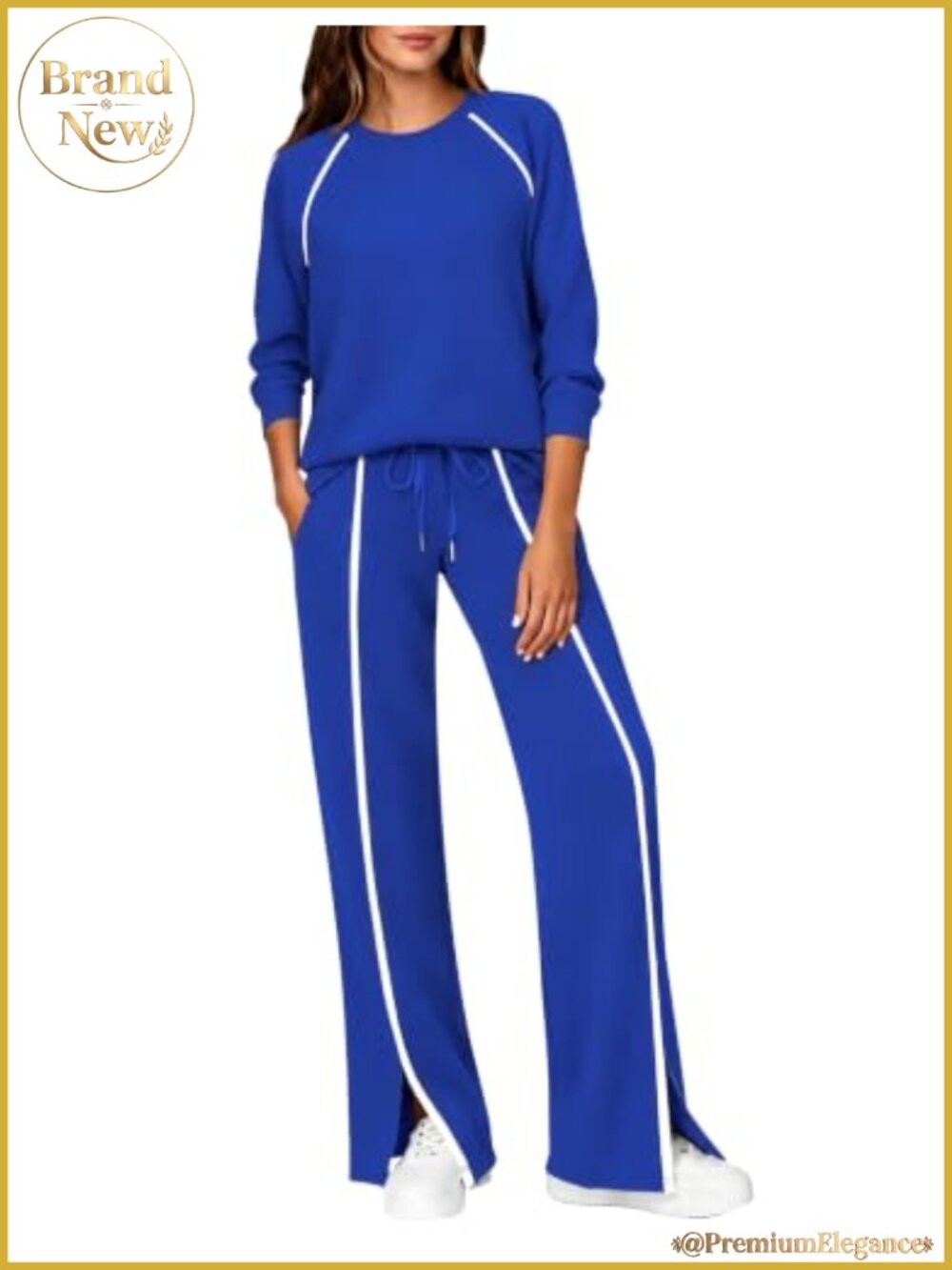 LOMON Women 2 Piece Lounge Set Wide Leg Pants & Long Sleeve Top